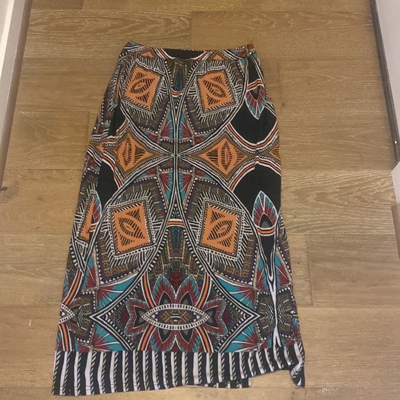 NWOT Anthropologie Nine 1 Eight Orange Black Tribal Maxi Skirt Medium M - Picture 3 of 3